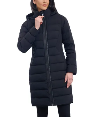 Michael Kors Women's Hooded Faux-Leather-Trim Puffer Coat