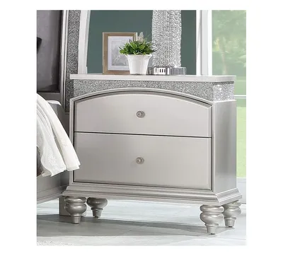 Simplie Fun Maverick Nightstand, Platinum