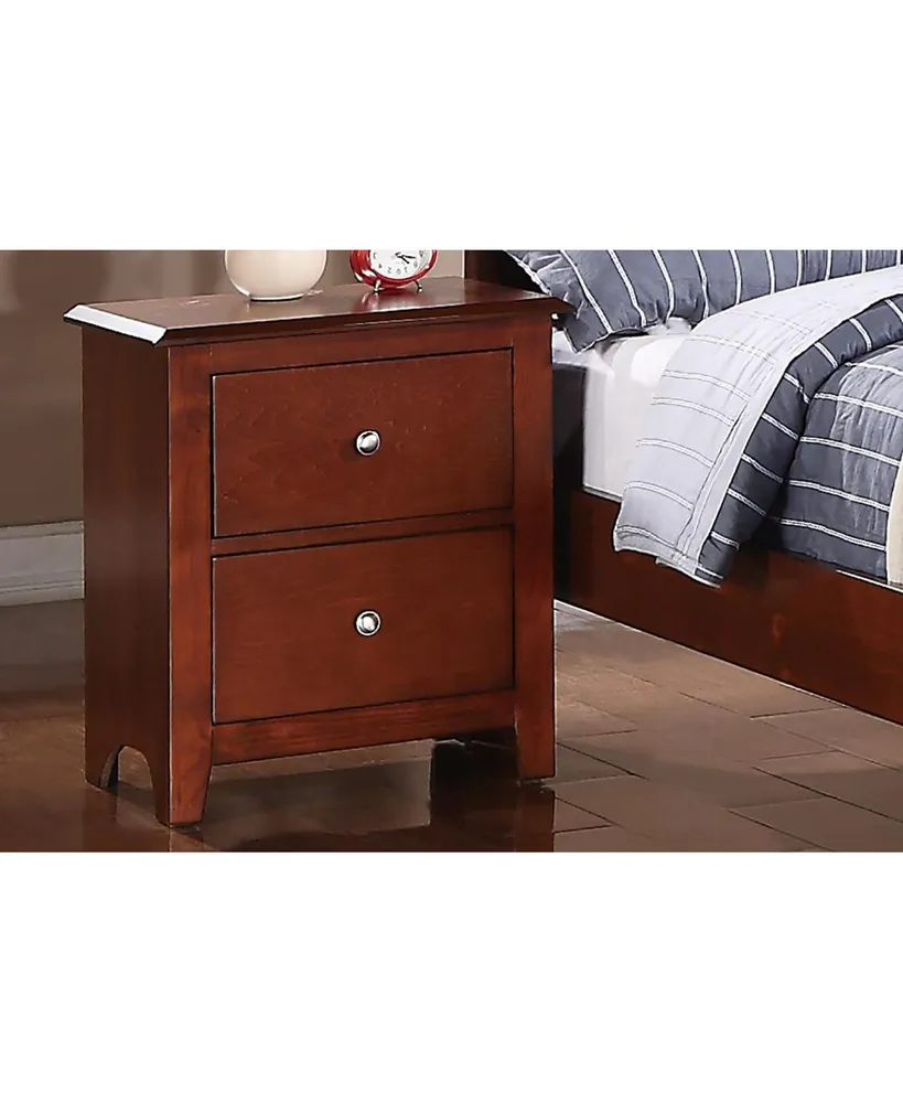 Simplie Fun Bedroom Nightstand Cherry Wooden 2 Drawers Table Bedside Table