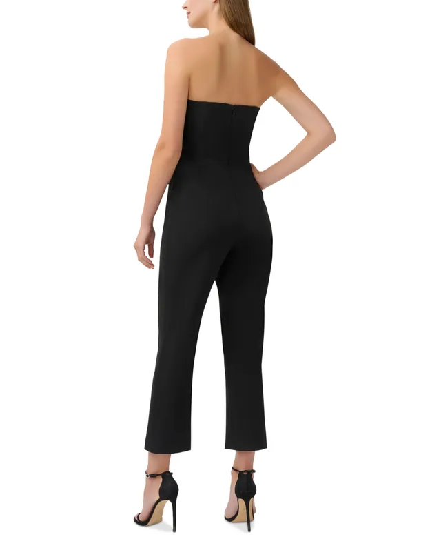 Adrianna by Papell Women's Strapless Satin-Collar Jumpsuit