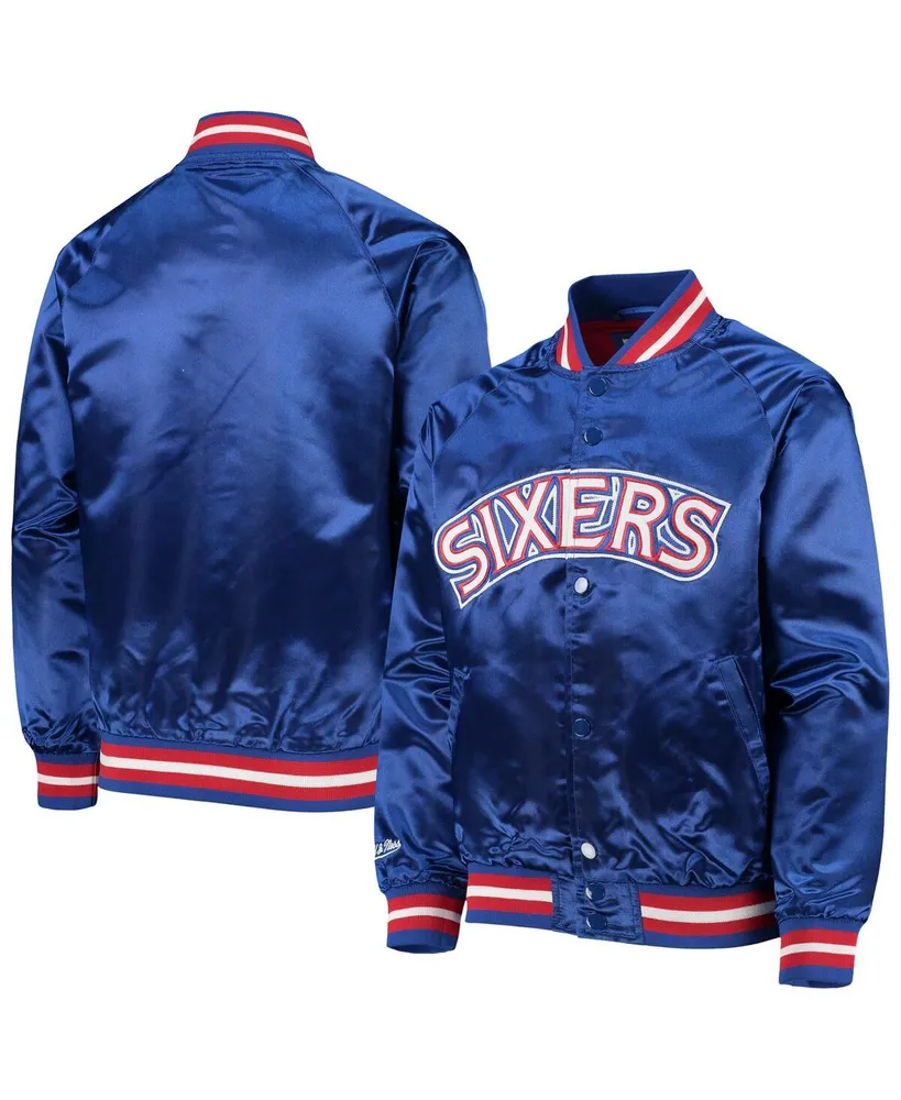 Big Boys and Girls Mitchell & Ness Royal Philadelphia 76ers Hardwood Classics Satin Raglan Full-Snap Jacket