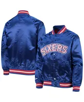 Big Boys and Girls Mitchell & Ness Royal Philadelphia 76ers Hardwood Classics Satin Raglan Full-Snap Jacket