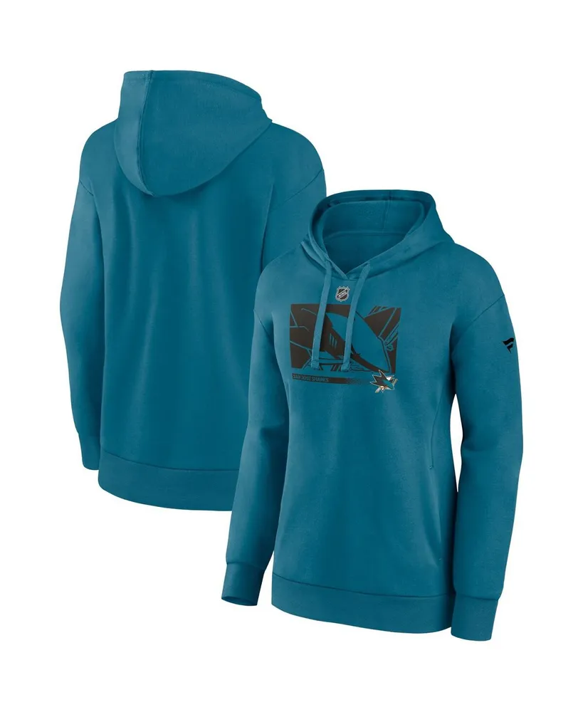 Women's Fanatics Teal San Jose Sharks Authentic Pro Core Collection Secondary Logo V-Neck Pullover Hoodie