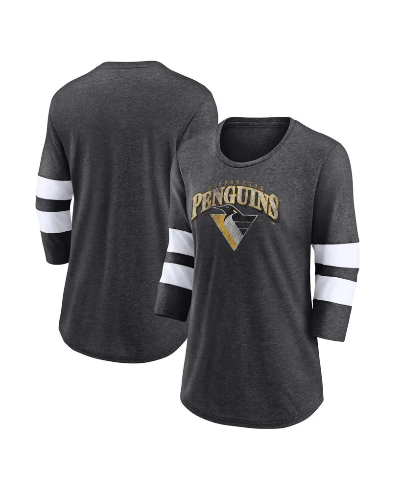 Men's Fanatics Heather Charcoal Pittsburgh Penguins Special Edition 2.0 Barn Burner 3/4 Sleeve T-shirt