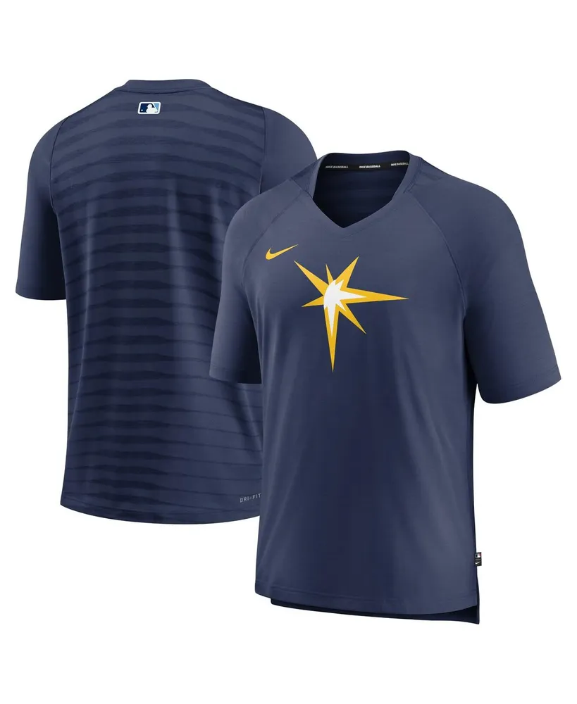 Men's Nike Navy Tampa Bay Rays Authentic Collection Pregame Raglan Performance V-Neck T-shirt