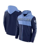 Men's Fanatics Navy, Light Blue Memphis Grizzlies Skyhook Colorblock Full-Zip Hoodie