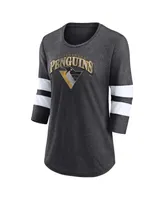 Men's Fanatics Heather Charcoal Pittsburgh Penguins Special Edition 2.0 Barn Burner 3/4 Sleeve T-shirt