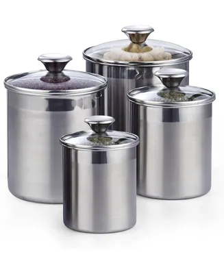 Cooks Standard Stainless Steel 4-Piece Food Jar Storage Canister Set air tight glass lid