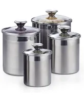 Cooks Standard Stainless Steel 4-Piece Food Jar Storage Canister Set air tight glass lid