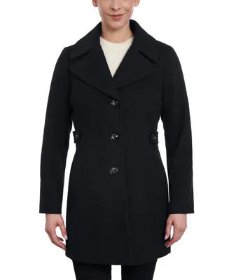 Anne Klein Women's Petite Single-Breasted Notched-Collar Peacoat, Created for Macy's