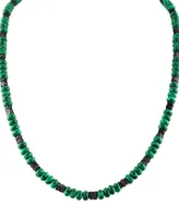 Bulova Men's Marine Star Malachite Beaded 22" Necklace in 14k Gold-Plated Sterling Silver