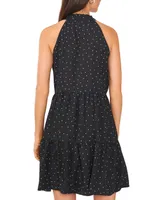 CeCe Women's Sleeveless V-Neck Polka Dot Tiered Dress