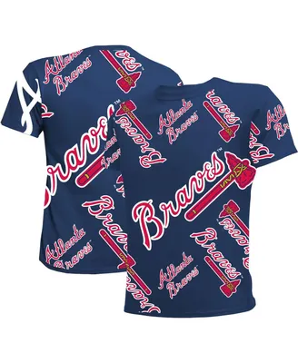 Big Boys and Girls Stitches Navy Atlanta Braves Allover Team T-shirt