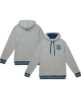 Men's Mitchell & Ness Heather Gray Seattle Kraken Classic French Terry Pullover Hoodie