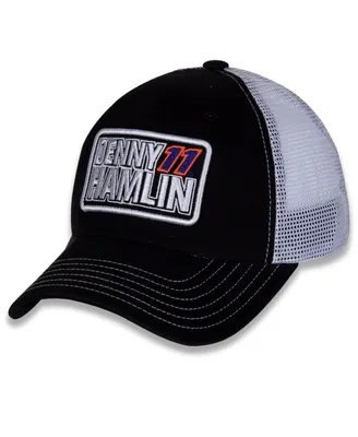 Women's Joe Gibbs Racing Team Collection Black and White Denny Hamlin Name and Number Patch Adjustable Hat