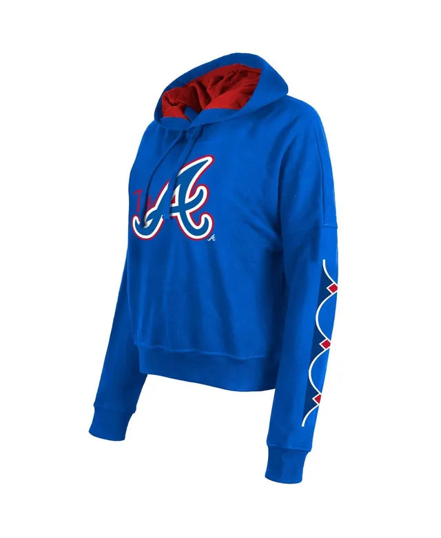 Women's Fanatics Branded Royal Atlanta Braves Slider Crossover V-Neck Pullover Hoodie