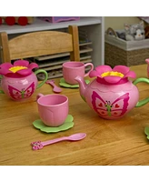 Melissa & Doug Butterfly Tea Set (15 pcs) - Play Food Accessories