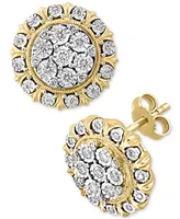 Effy Diamond Halo Stud Earrings (3/8 ct. t.w.) in 14k Two-Tone Gold