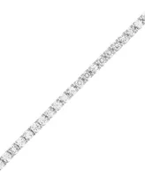 Bulova Men's Icon White Topaz (1/10 ct. t.w.) Tennis Bracelet in Sterling Silver