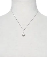 Belle de Mer Cultured Freshwater Pearl (7mm) & Cubic Zirconia 18" Pendant Necklace in Sterling Silver