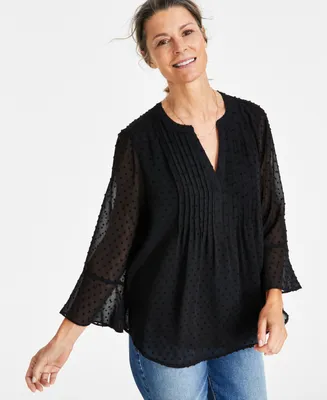 Style & Co Women's Textured Pintuck Ruffle Sleeve Top, Regular Petite, Created for Macy's