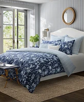 Laura Ashley Branch Toile Cotton Reversible 7 Piece Comforter Set