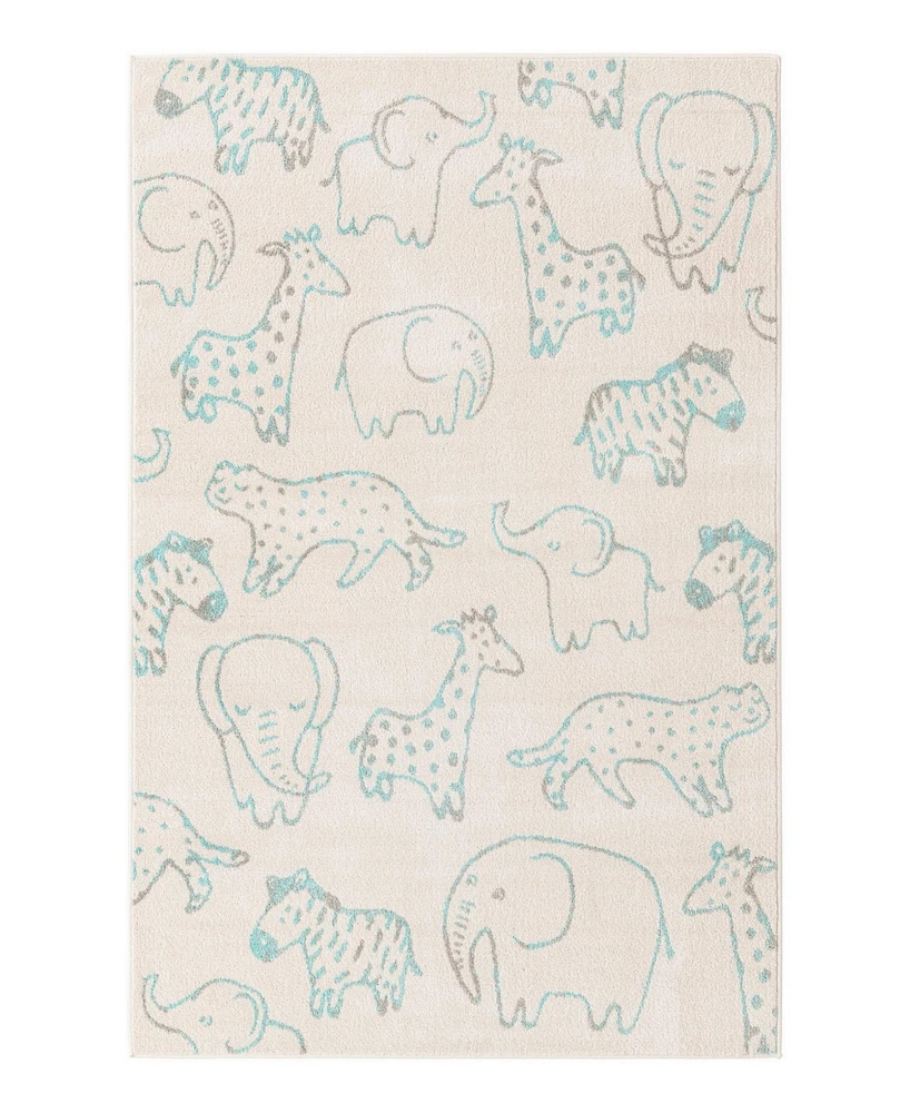 Bayshore Home Campy Kids Safari Animals 5'3" x 8' Area Rug