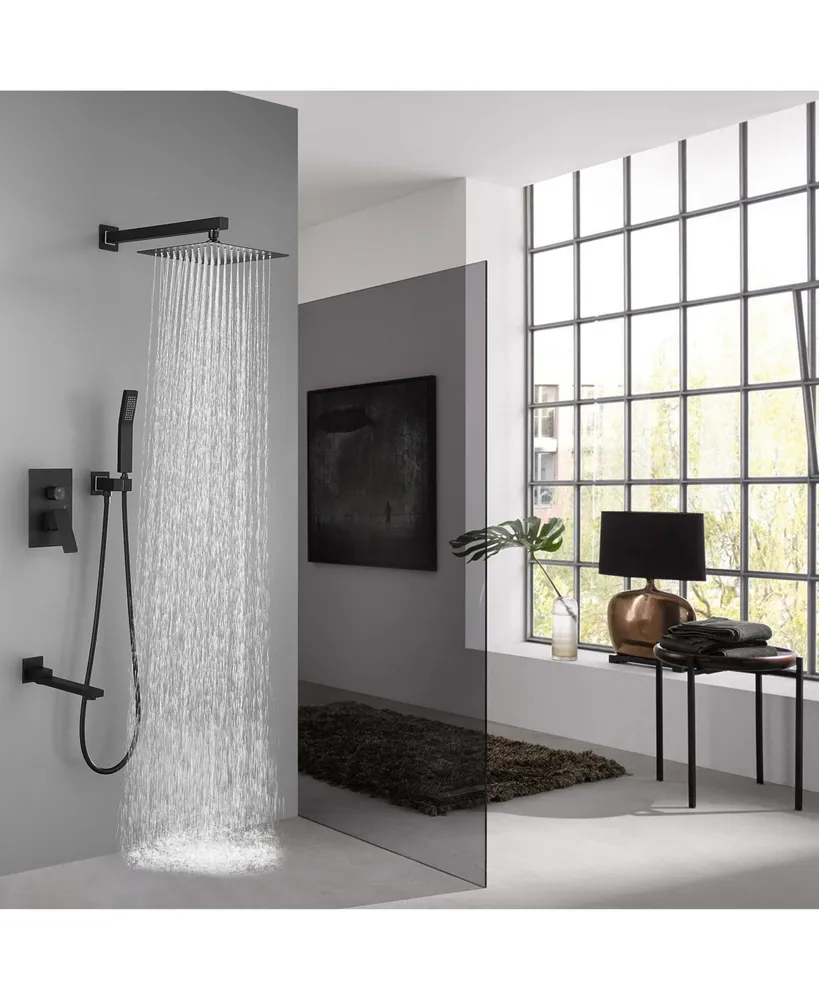 Streamdale Furniture Shower System 10 Inch Square Bathroom Luxury Rain Mixer Shower Combo Set