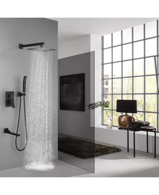 Simplie Fun Shower System 10 Inch Square Bathroom Luxury Rain Mixer Shower Combo Set