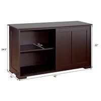 Costway Kitchen Storage Cabinet Sideboard Buffet Cupboard Wood Sliding Door Pantry Brown