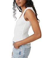 Free People Women's Boss Babe Ribbed-Knit Corset Tank Top