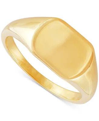 Polished Rounded-Edge Rectangle Signet Ring in 10k Gold