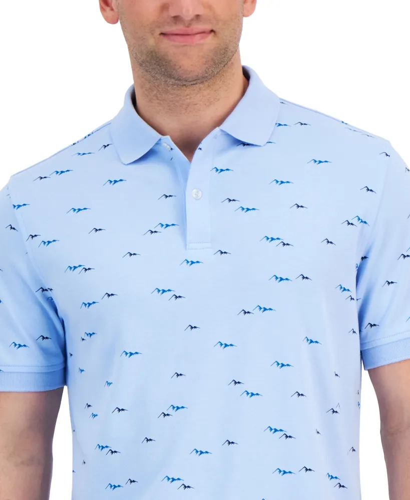 Club Room Men's Mountain-Print Pique Polo Shirt, Created for Macy's