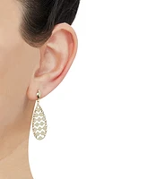 Italian Gold Openwork Teardrop Drop Earrings in 10k Gold