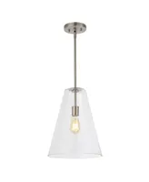 Arlo 11.5" 1-Light Mid-Century Modern Iron, Seeded Glass Led Pendant