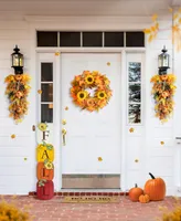 Glitzhome 42" H Fall Wood Stacked Pumpkin Porch Decor