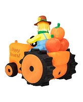 Glitzhome 7' Fall Lighted Inflatable Tractor Decor