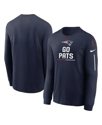 Men's Nike Navy New England Patriots Team Slogan Long Sleeve T-shirt