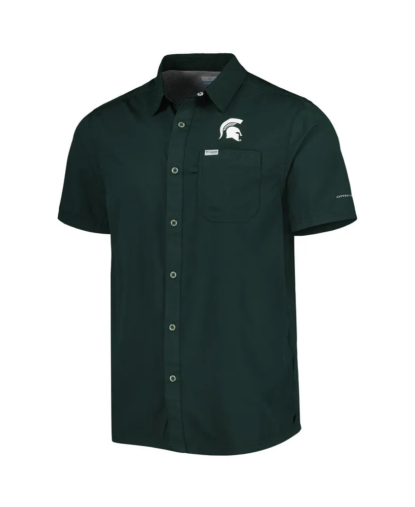 Men's Columbia Pfg Green Michigan State Spartans Slack Tide Camp Button-Up Shirt