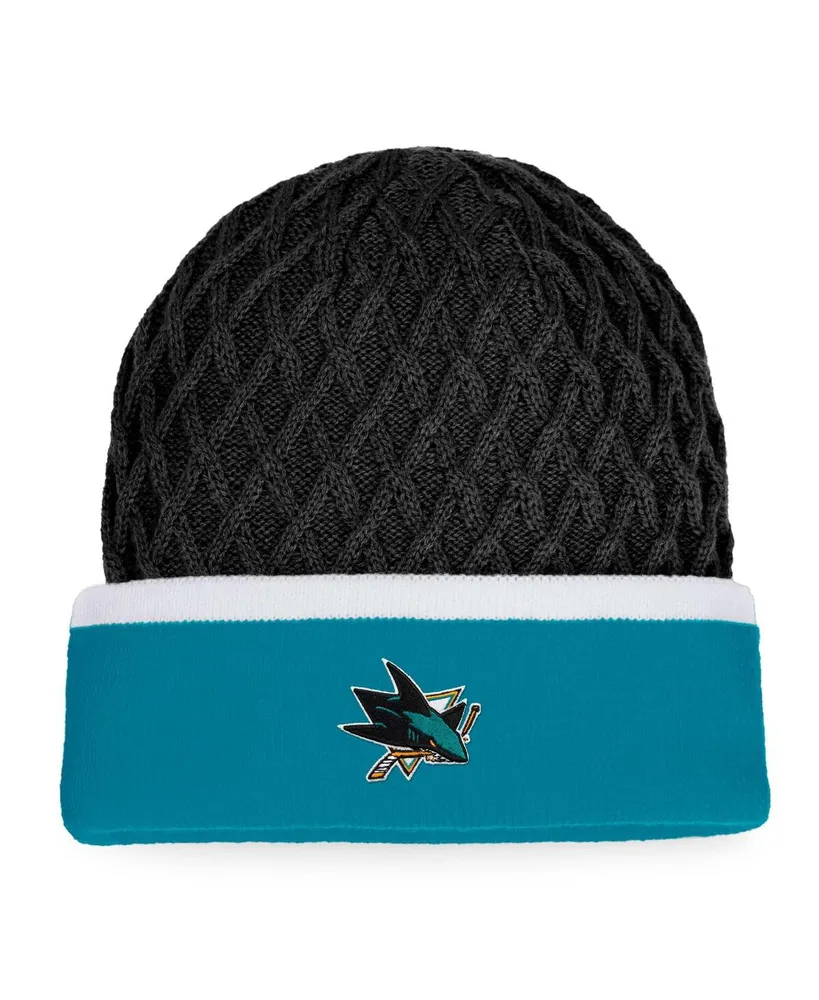 Men's Fanatics Teal, Black San Jose Sharks Iconic Striped Cuffed Knit Hat