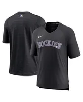 Men's Nike Black Colorado Rockies Authentic Collection Pregame Raglan Performance V-Neck T-shirt