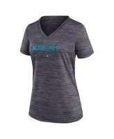 Women's Nike Black Miami Marlins Authentic Collection Velocity Practice Performance V-Neck T-shirt