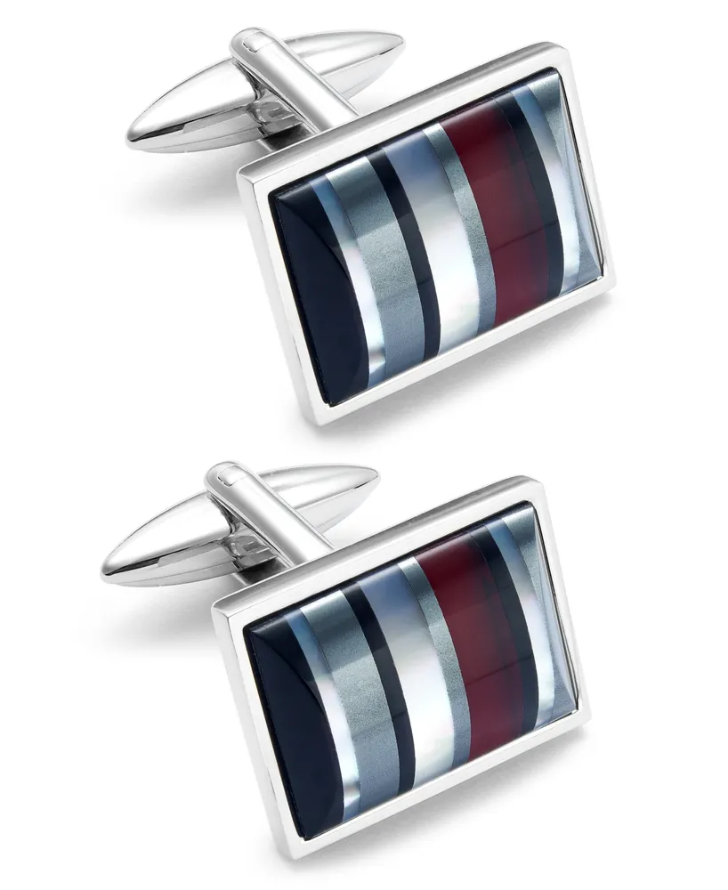 Sutton by Rhona Sutton Men's Stainless Steel Striped Cuff Links