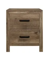 Simplie Fun Bedroom Wooden Nightstand 1 Piece Weathered Pine Finish 2X Drawers Transitional Style Furniture