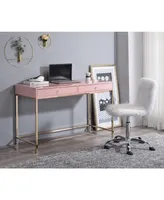 Simplie Fun Ottey Writing Desk, Pink High Gloss & Gold Finish