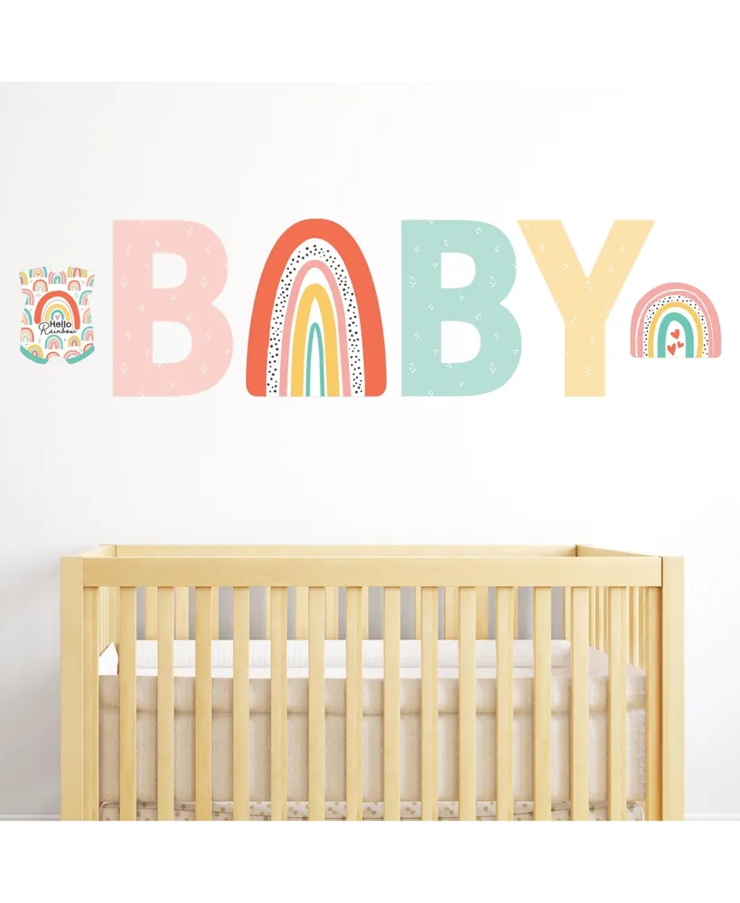 Hello Rainbow Peel and Stick Boho Baby Shower Standard Banner Wall Decals Baby - Assorted Pre