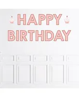 Pink Rose Gold Birthday Party Large Banner Wall Decals Happy Birthday