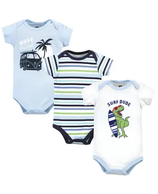 Hudson Baby Baby Boys Cotton Bodysuits, Surf Dude, 3-Pack