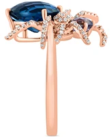 Effy Multi-Gemstone (4-5/8 ct. t.w.) & Diamond (1/3 ct. t.w.) Spider Ring in 14k Rose Gold