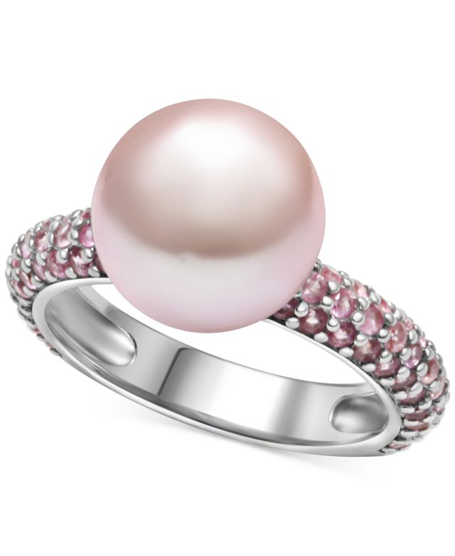 Pink Cultured Freshwater Pearl (11mm) & Pink Sapphire (1-1/2 ct. t.w.) Ring in Sterling Silver